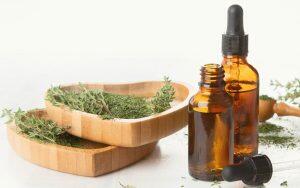 Toothache remedies and herbs on a white background.